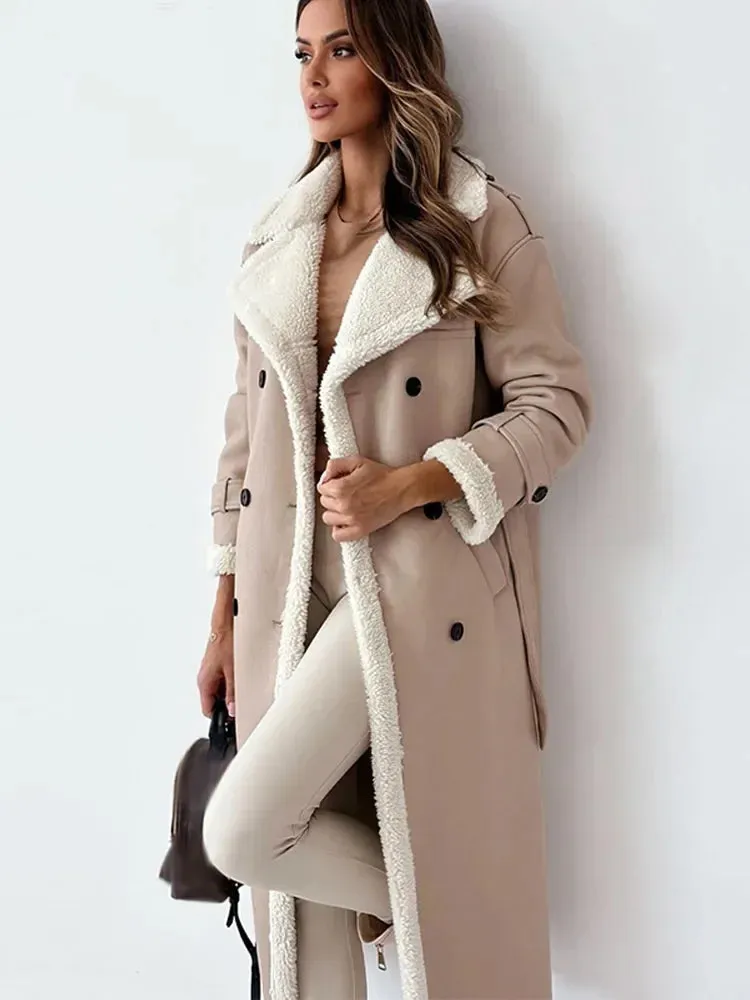 Lange Leren Shearling Jas