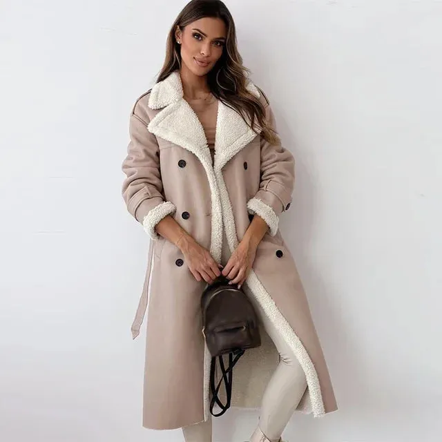 Lange Leren Shearling Jas