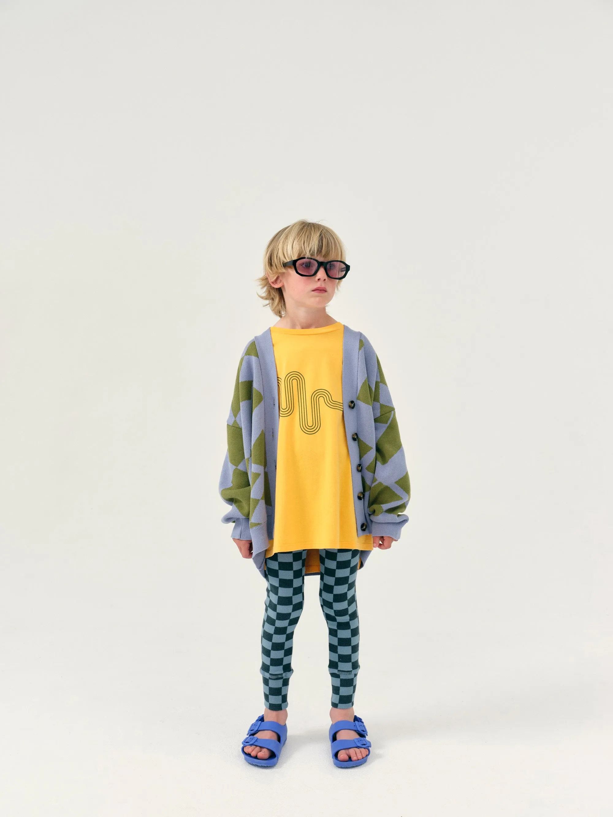 Legging Rib Stone Blue Check