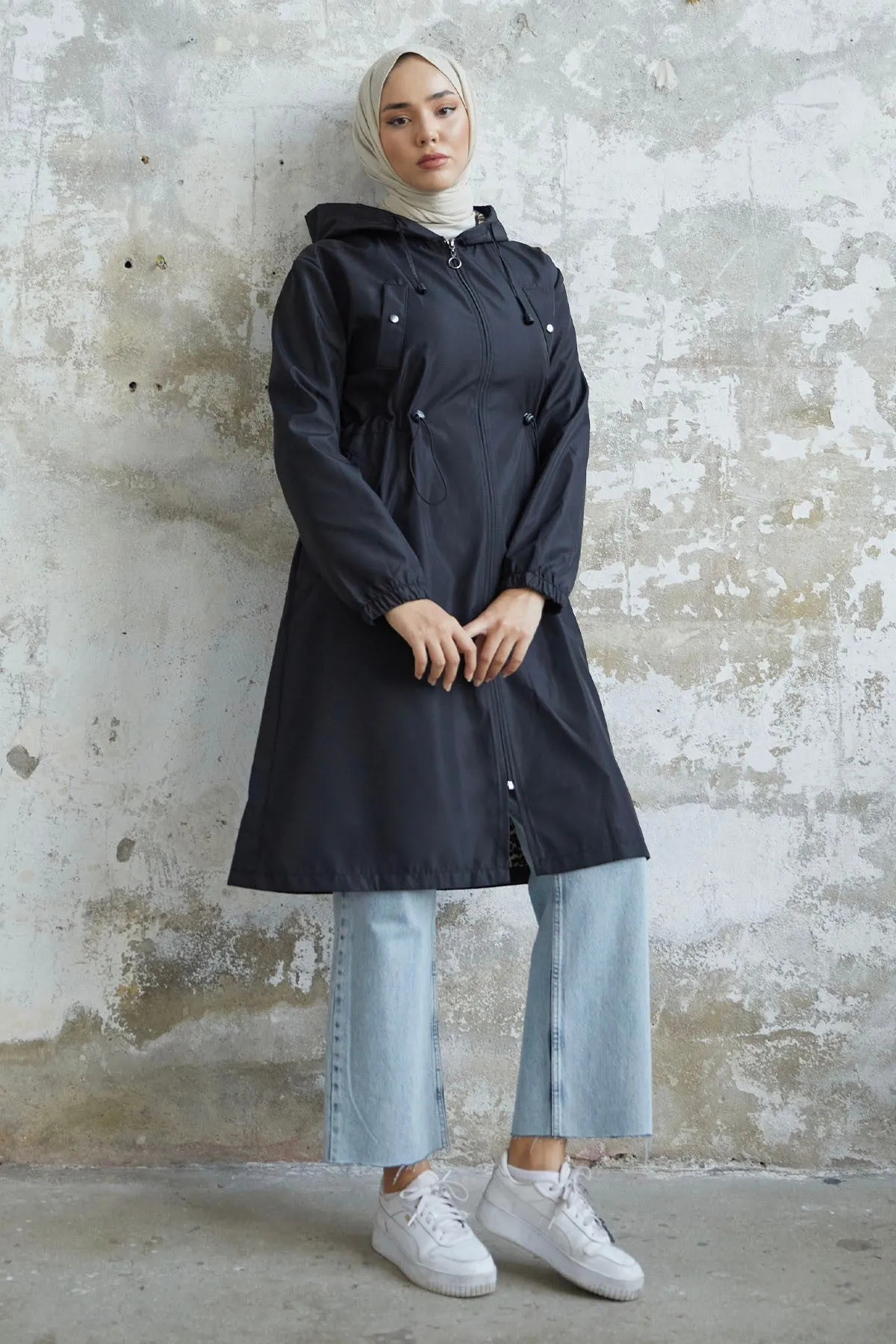 MDS Women Rufina Patterned Pocket Trench Coat - Black - Brossard
