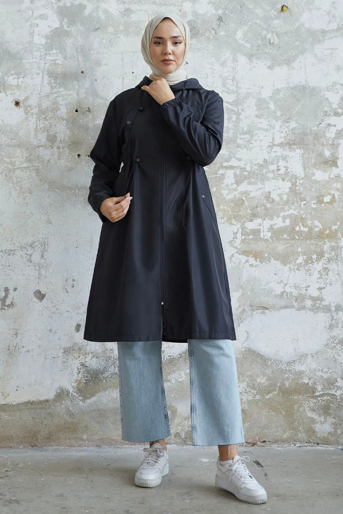 MDS Women Rufina Patterned Pocket Trench Coat - Black - Brossard