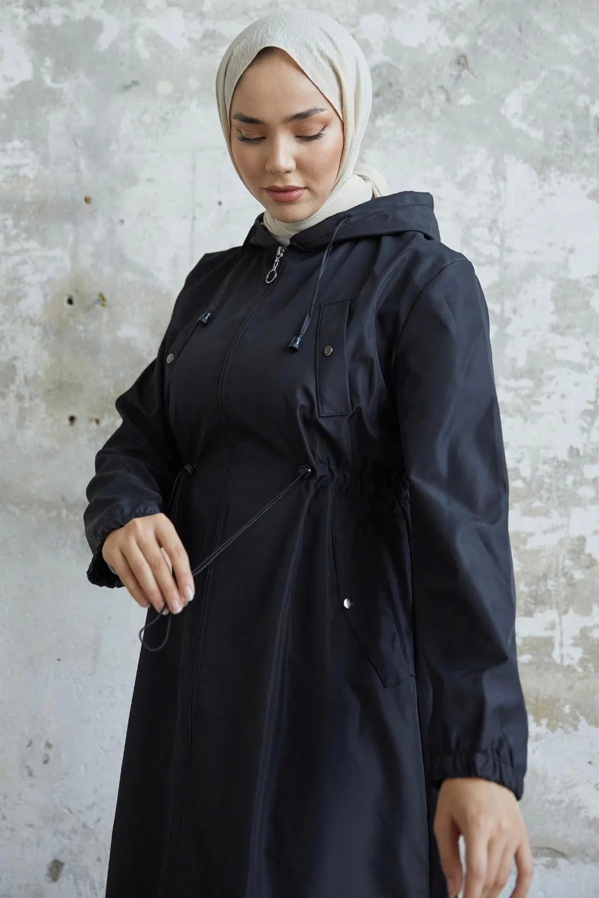 MDS Women Rufina Patterned Pocket Trench Coat - Black - Brossard