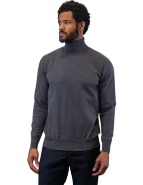 Men's Charcoal Turtleneck Long Sleeves Sweaters Light Blend Regular-Fit