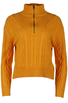 MONROW CABLE KNIT COTTON BLEND TURTLENECK SWEATER SMALL