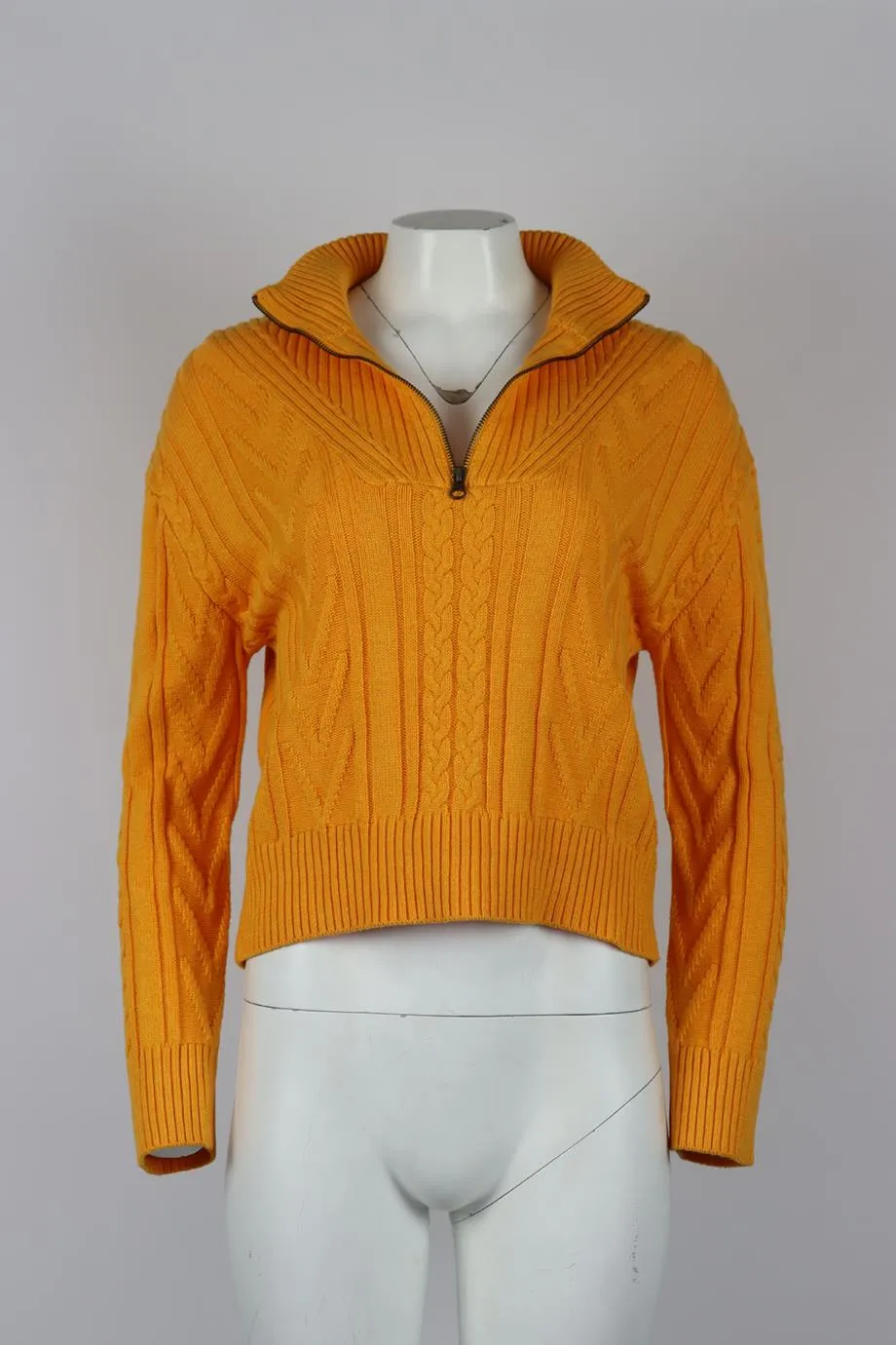 MONROW CABLE KNIT COTTON BLEND TURTLENECK SWEATER SMALL