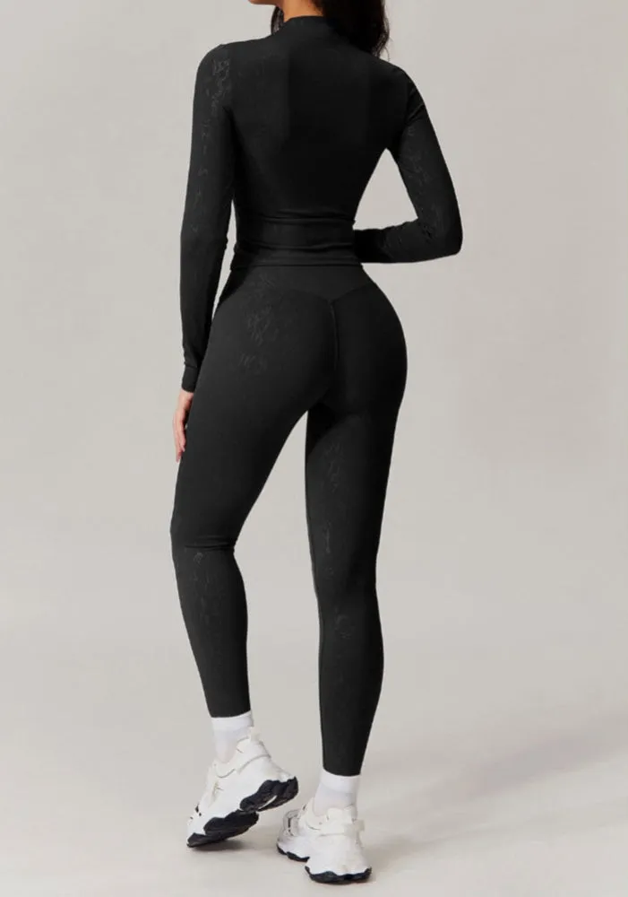 Moody Solid Color Washed Out Turtleneck Long Sleeve And High Waisted Ruched Booty Legging Set