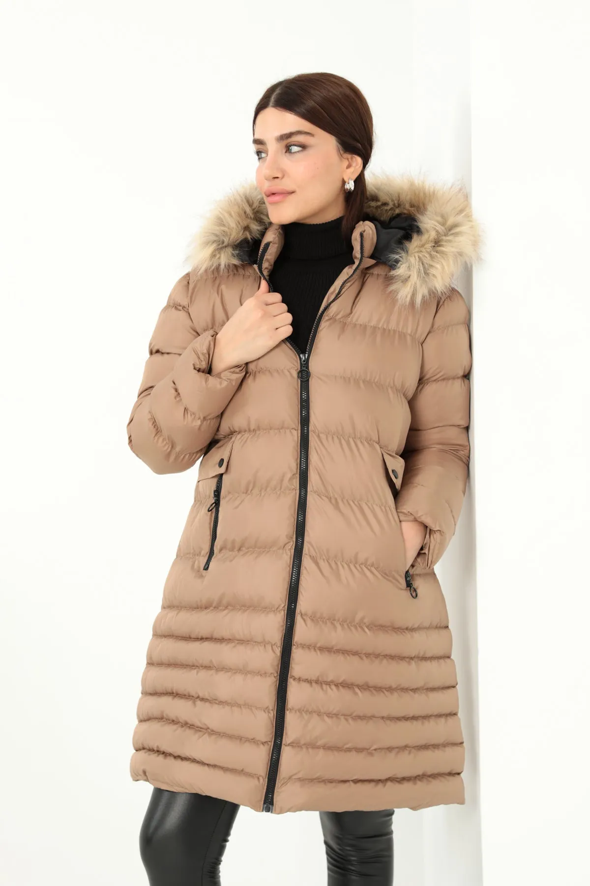 MPL Women's Regular Fit Lined Hooded Comfortable Coat 5010 - Chalco