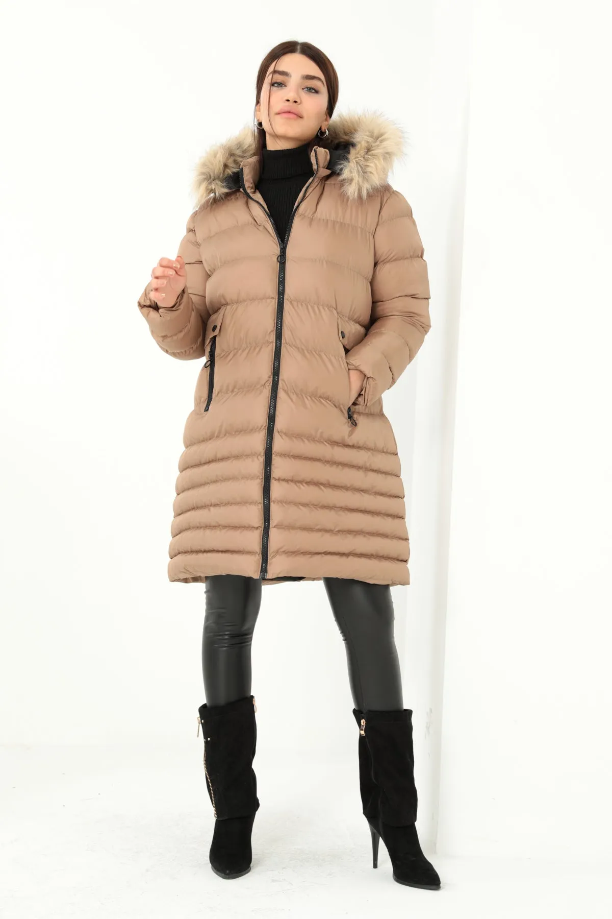 MPL Women's Regular Fit Lined Hooded Comfortable Coat 5010 - Chalco