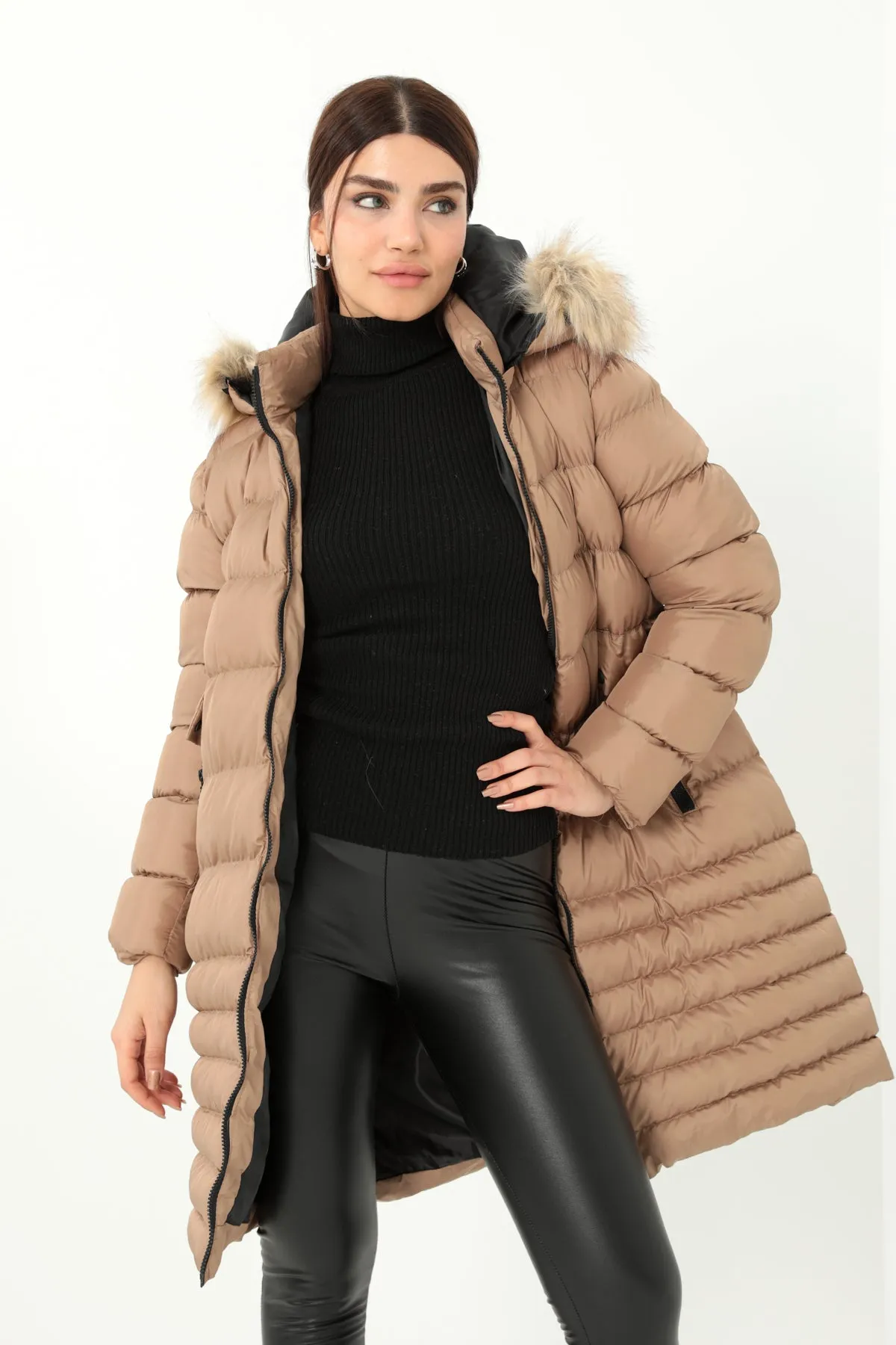 MPL Women's Regular Fit Lined Hooded Comfortable Coat 5010 - Chalco