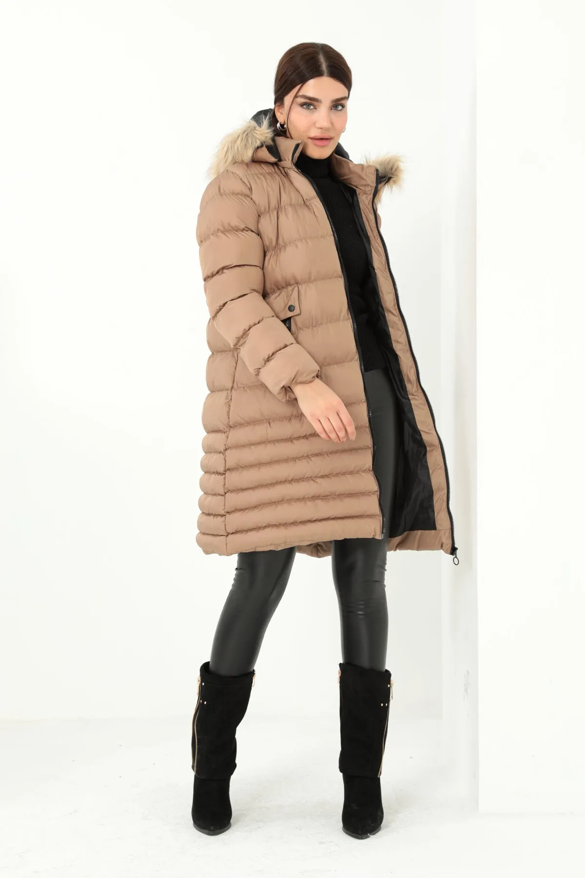 MPL Women's Regular Fit Lined Hooded Comfortable Coat 5010 - Chalco