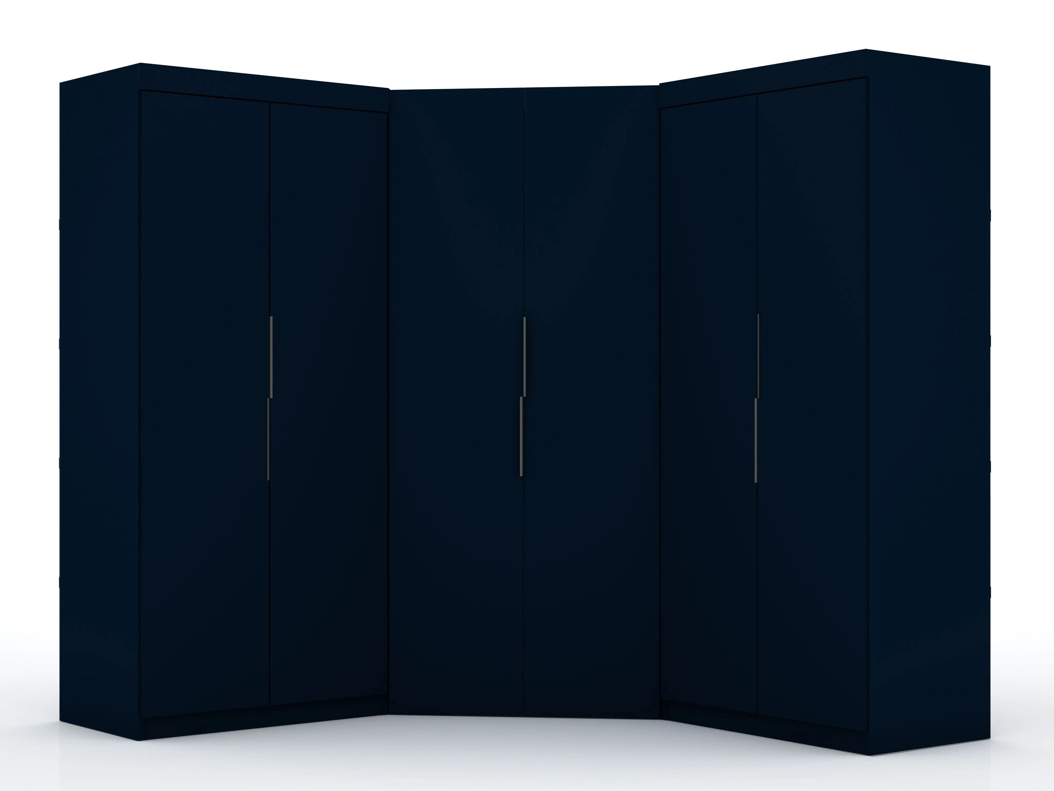 Mulberry 3.0 Sectional Modern Wardrobe Corner Closet with 4 Drawers - Set of 3 in Tatiana Midnight Blue