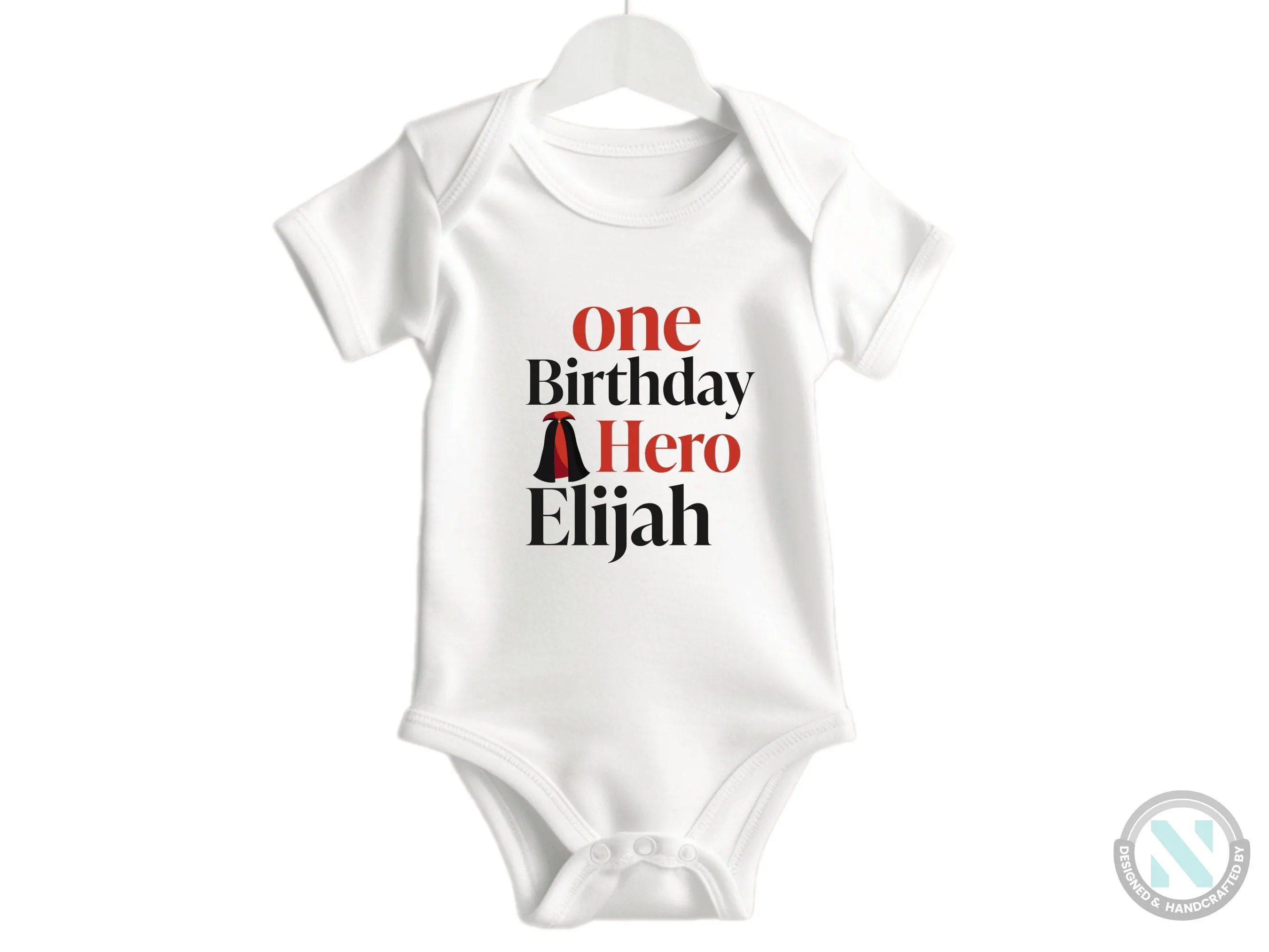 One Birthday Hero Custom Baby Grow Gift for Boys, Personalized Birthday Boy Name Bodysuit