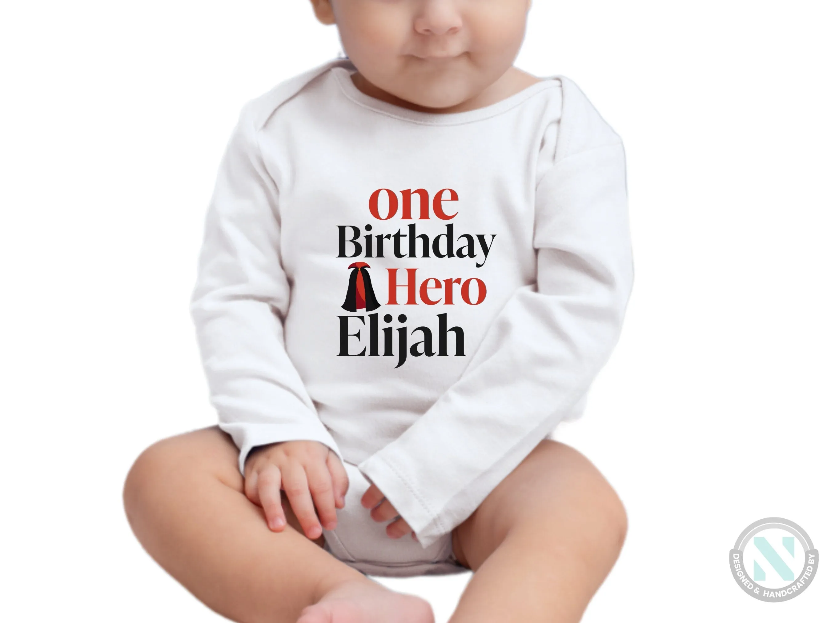 One Birthday Hero Custom Baby Grow Gift for Boys, Personalized Birthday Boy Name Bodysuit