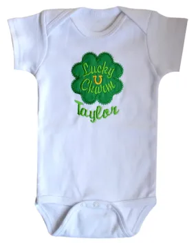 Personalized Embroidered Lucky Charm St. Patrick's Day Bodysuit with Your Custom Name
