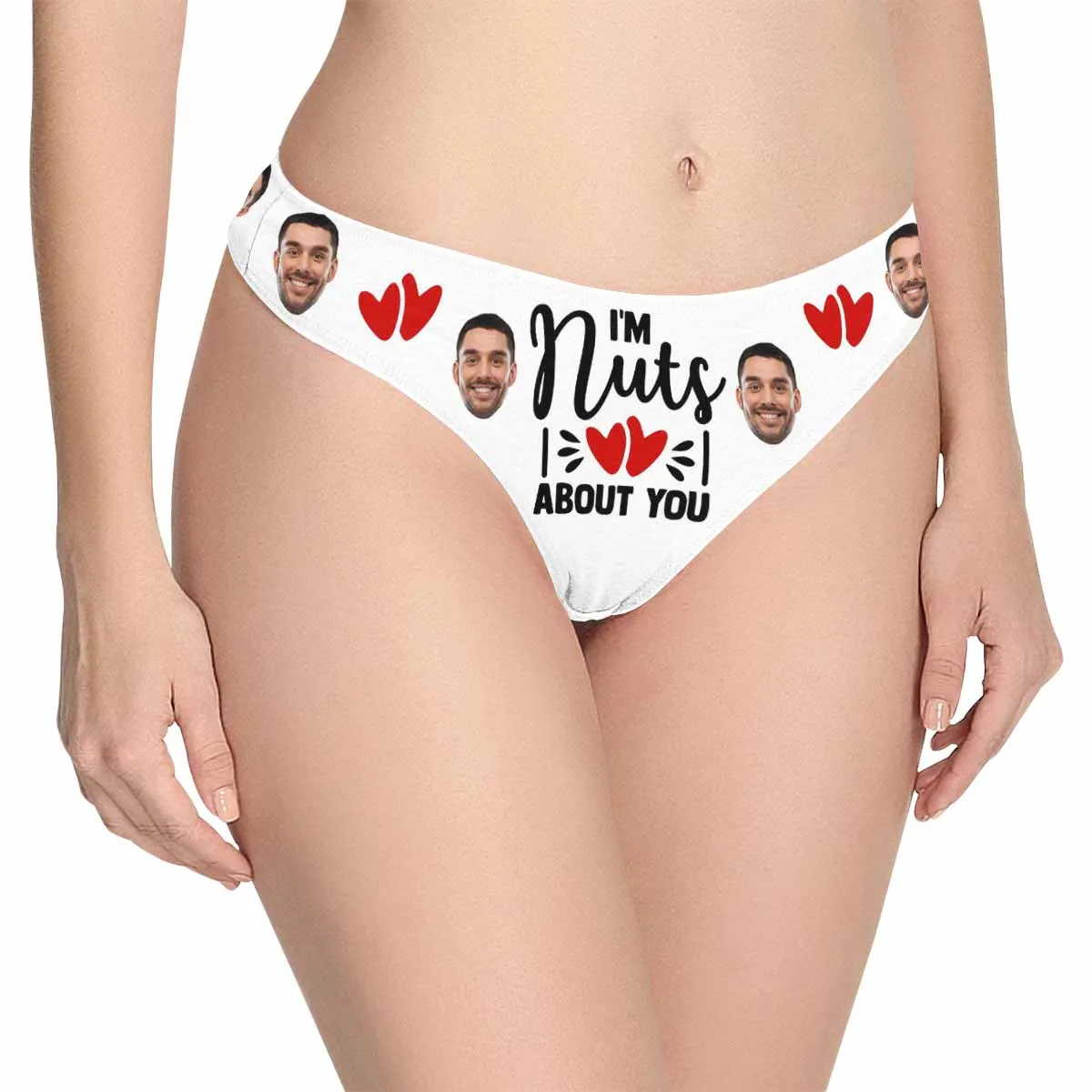 Personalized Face Underwear for Her Custom I‘m Nuts About You Lingerie Women's Classic Thong Valentine's Gift