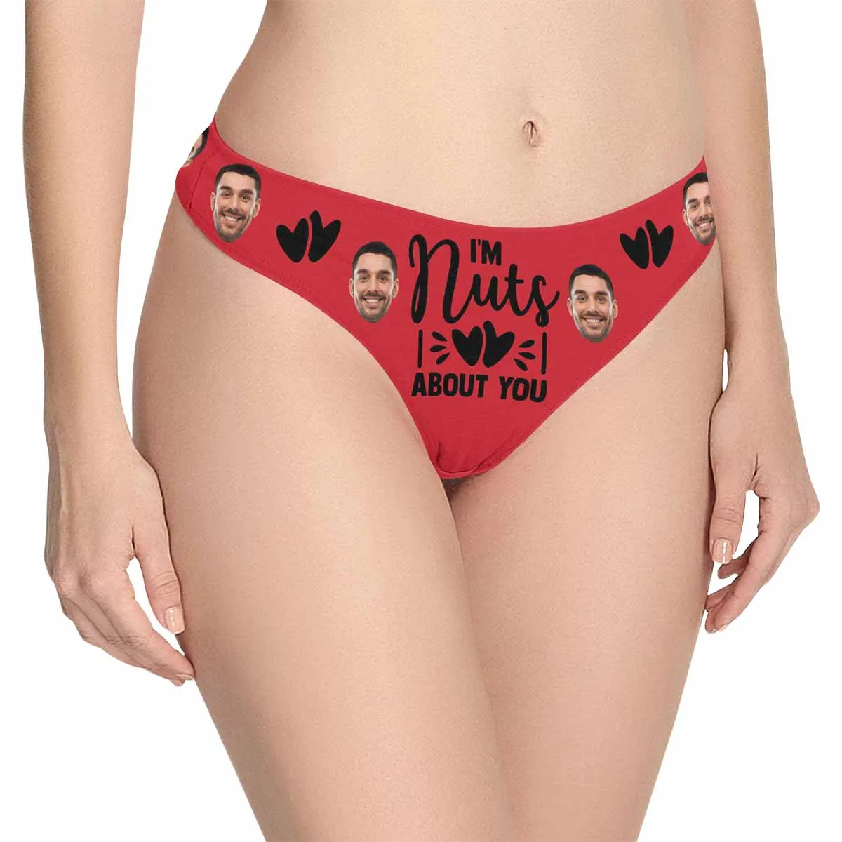 Personalized Face Underwear for Her Custom I‘m Nuts About You Lingerie Women's Classic Thong Valentine's Gift