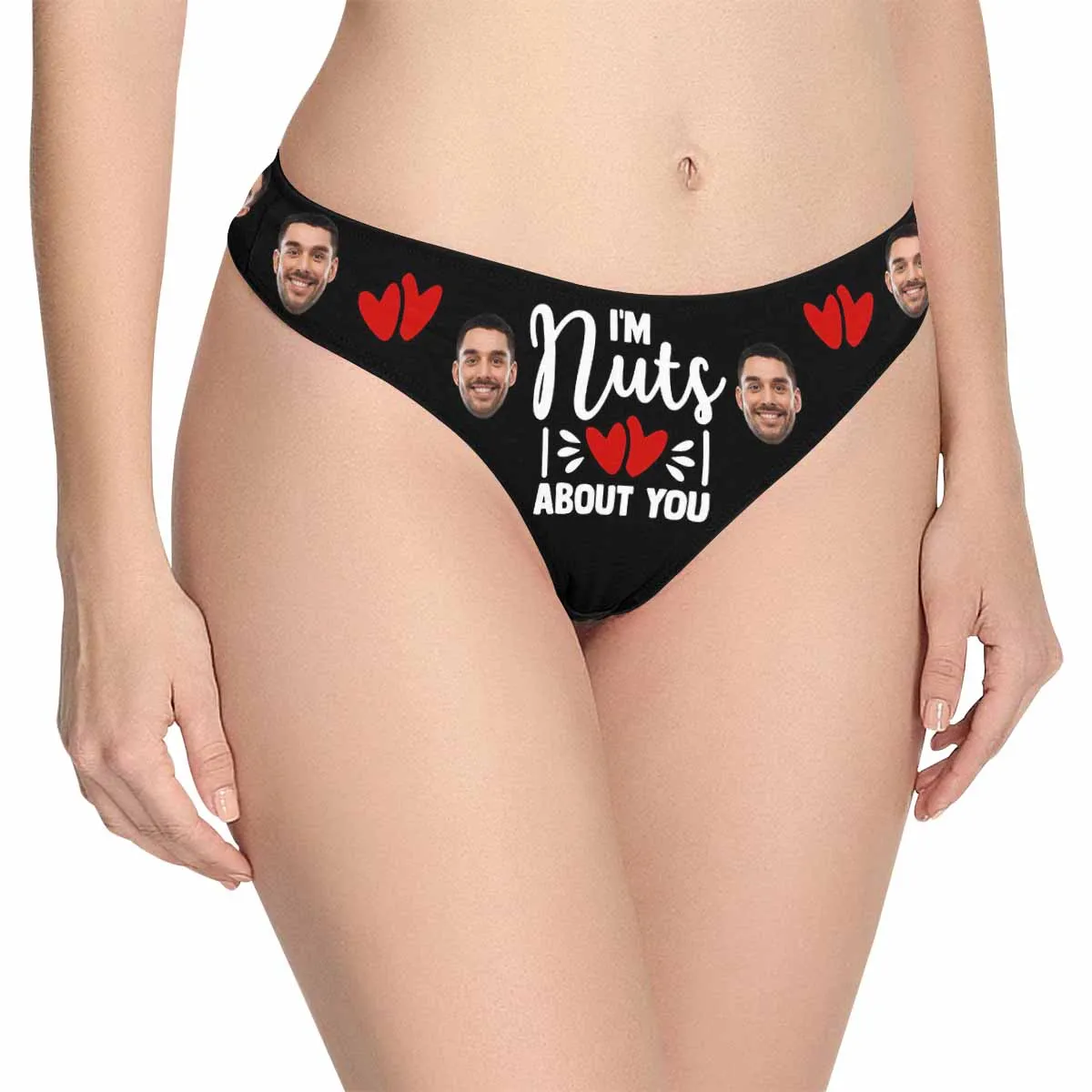 Personalized Face Underwear for Her Custom I‘m Nuts About You Lingerie Women's Classic Thong Valentine's Gift