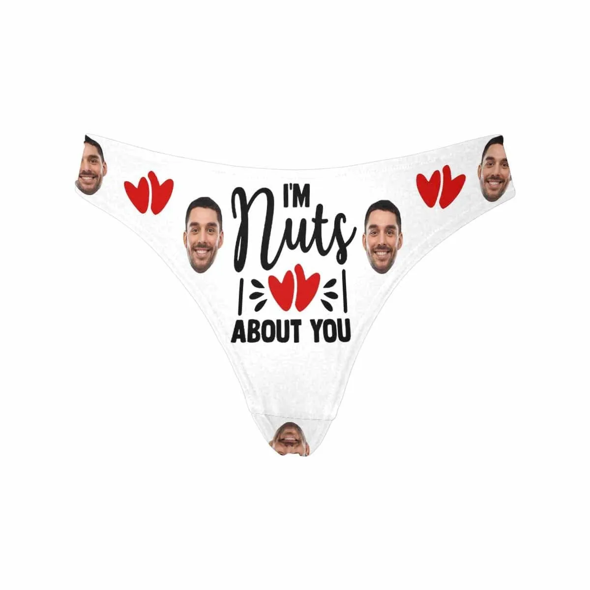 Personalized Face Underwear for Her Custom I‘m Nuts About You Lingerie Women's Classic Thong Valentine's Gift