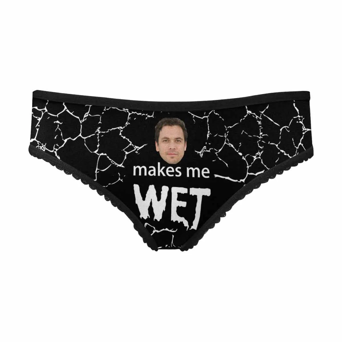 Personalized Face Women's Underwear Custom Crack Black Women's All Over Print High-cut Briefs Funny Lovers Gift