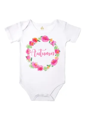 Personalized Floral Wreath Bodysuit