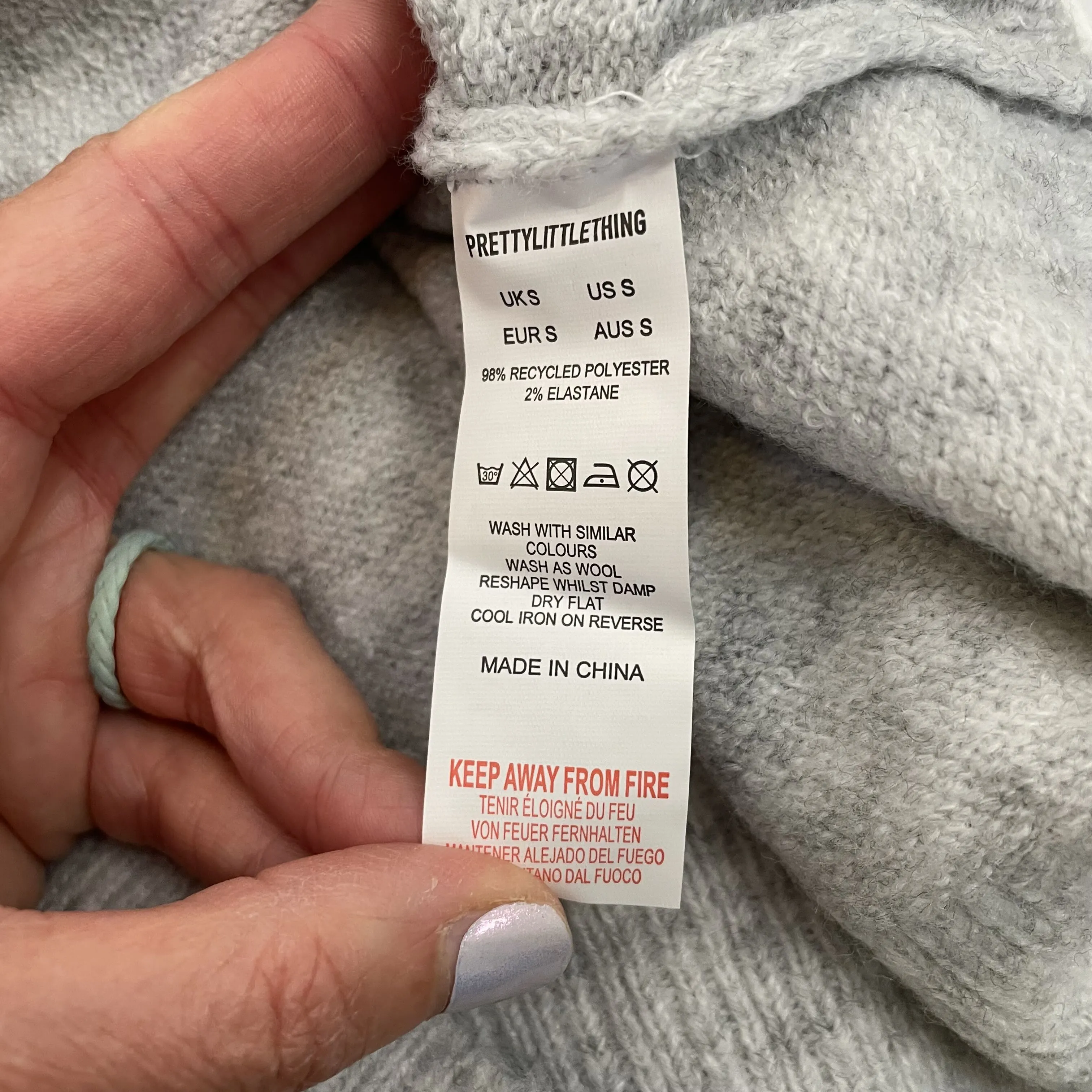 Pretty Little Thing | Women's Light Gray Turtleneck Tunic Sweater | Size: S