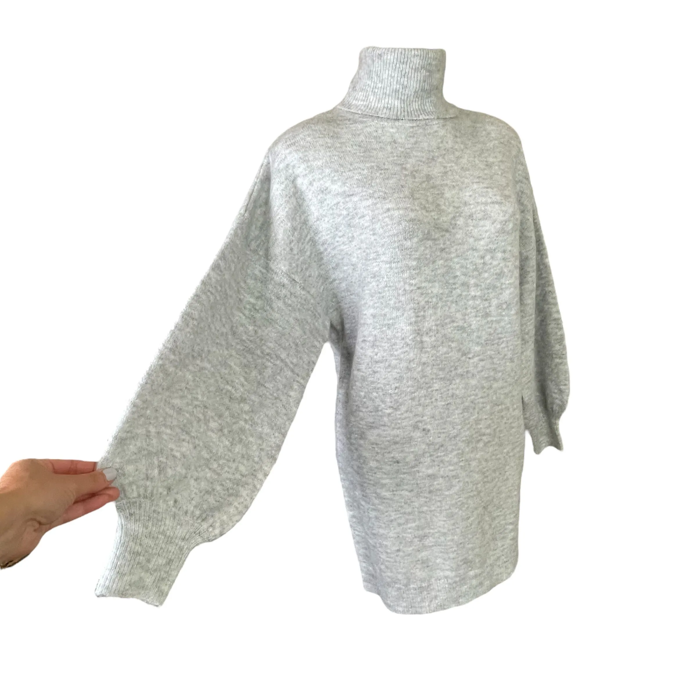 Pretty Little Thing | Women's Light Gray Turtleneck Tunic Sweater | Size: S
