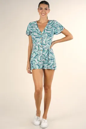 Printed Short Sleeve Romper
