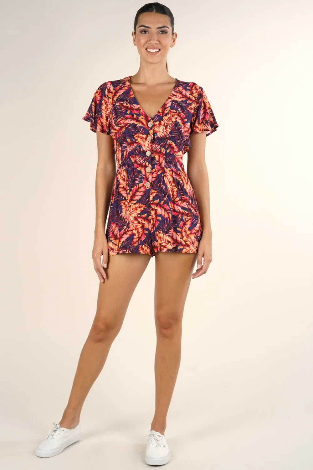 Printed Short Sleeve Romper