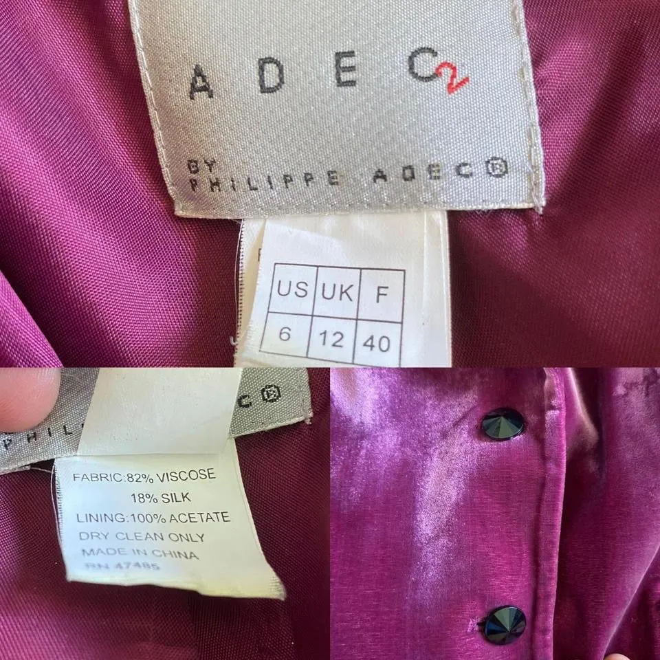 Purple silk blend velvet blazer jacket UK 10/12