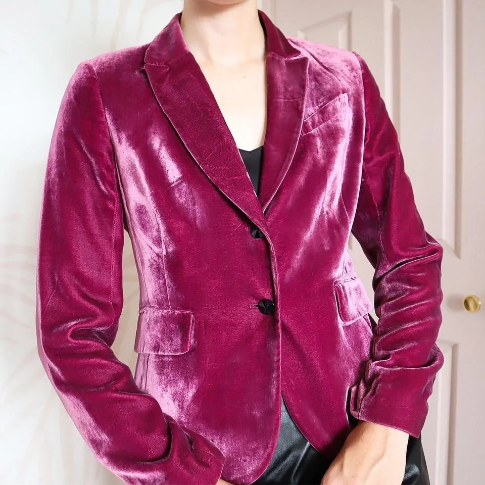 Purple silk blend velvet blazer jacket UK 10/12