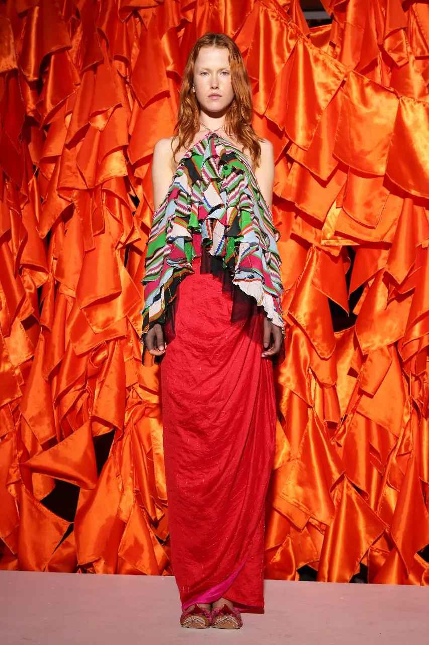Reversible wrap midi skirt