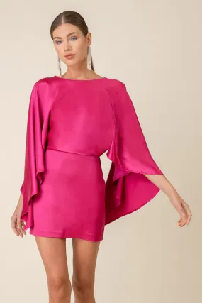 Rosie Cape Mini Dress Raspberry