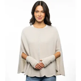 Scalloped Cashmere Cape with Pave Strip