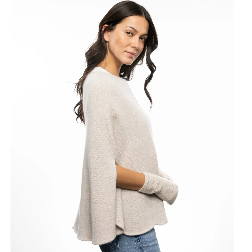 Scalloped Cashmere Cape with Pave Strip