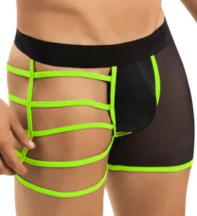 Sexy Green Neon Effect Straps Boxer Brief