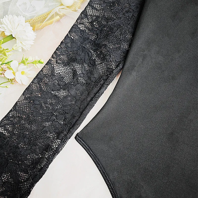 Sexy Lace See through Mesh Long Sleeve Bodysuit