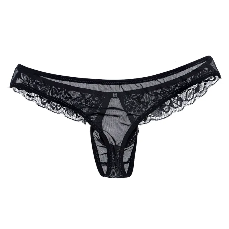 Sexy Men's Lace Transparent Underwear / See-Through Mesh Front Hole Lingerie Underpanties