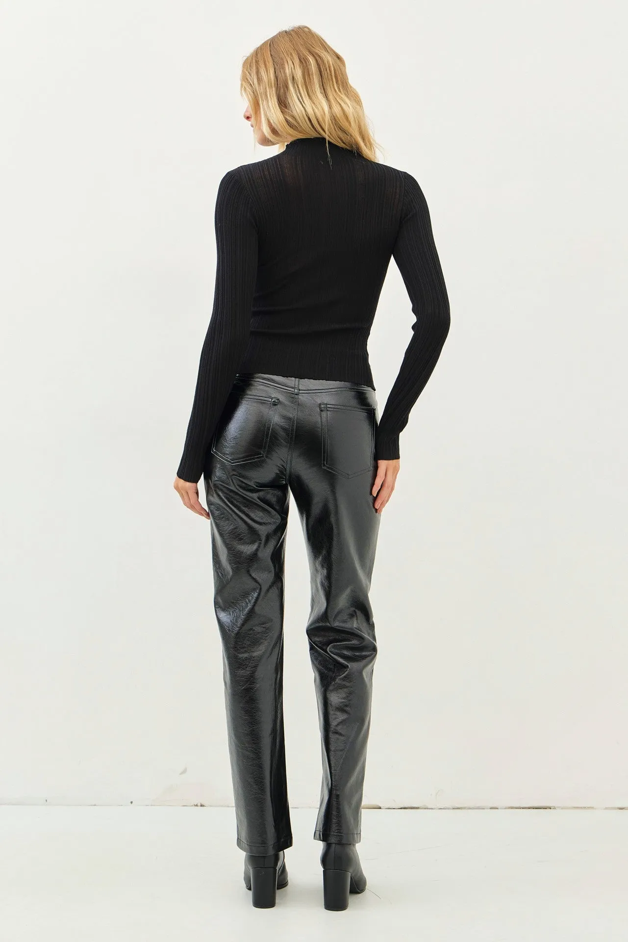 Sheer Mock Neck Long Sleeve Top