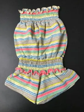 SMOCKED ROMPER MULTI STRIPES