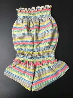 SMOCKED ROMPER MULTI STRIPES