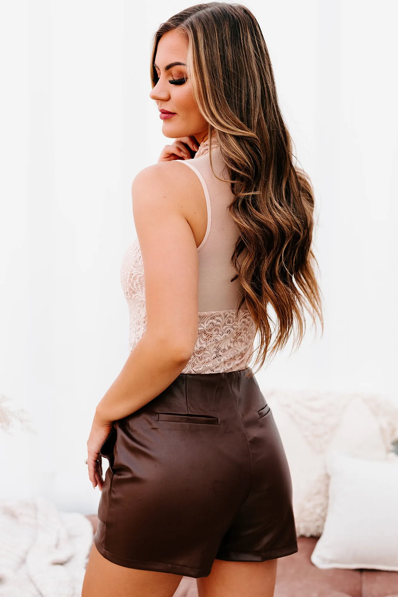 Stay Beautiful Lace Bodysuit (Khaki)