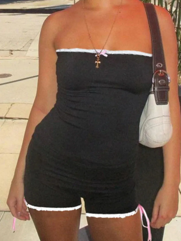 Strapless Bow Romper