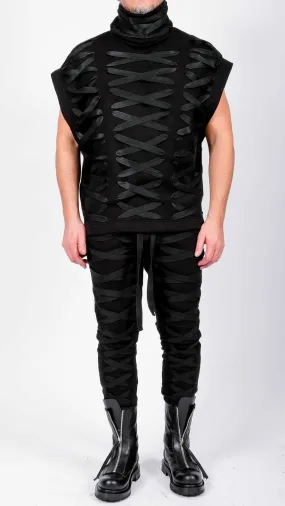 Sweatshirt Sleeveless Top with Laces