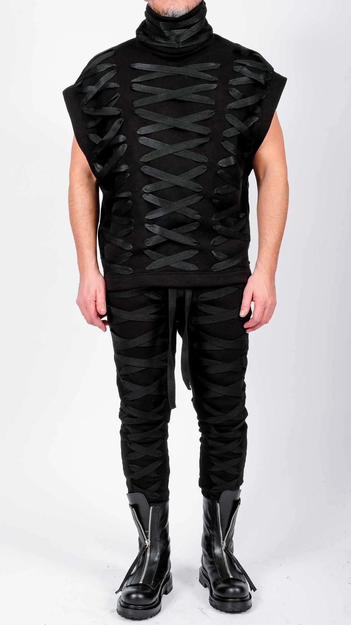 Sweatshirt Sleeveless Top with Laces
