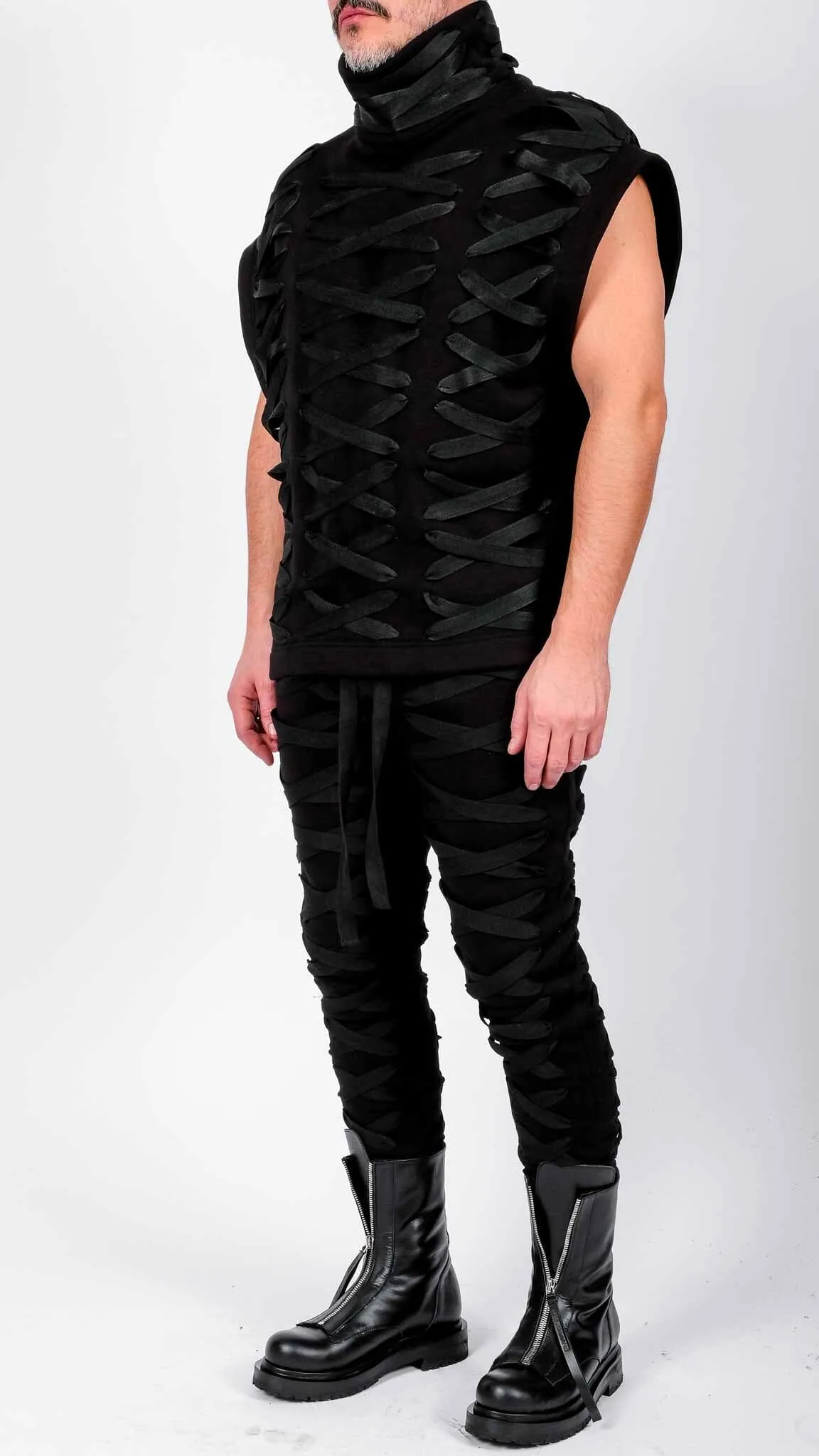 Sweatshirt Sleeveless Top with Laces