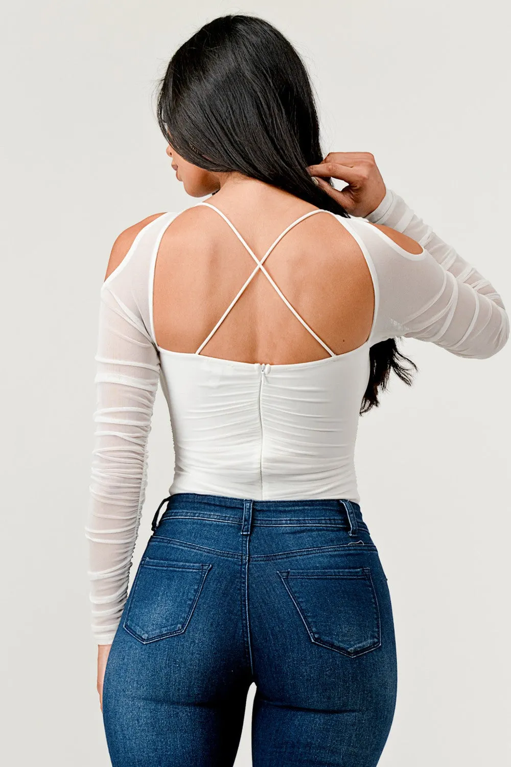 Sweet Intentions Cutout Front Cold Shoulder Bodysuit