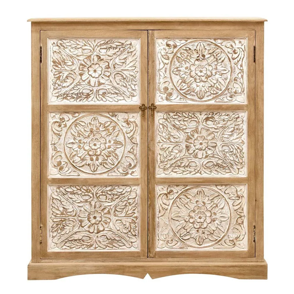 The Attic Jodhpur Carving Medium Wardrobe Natural