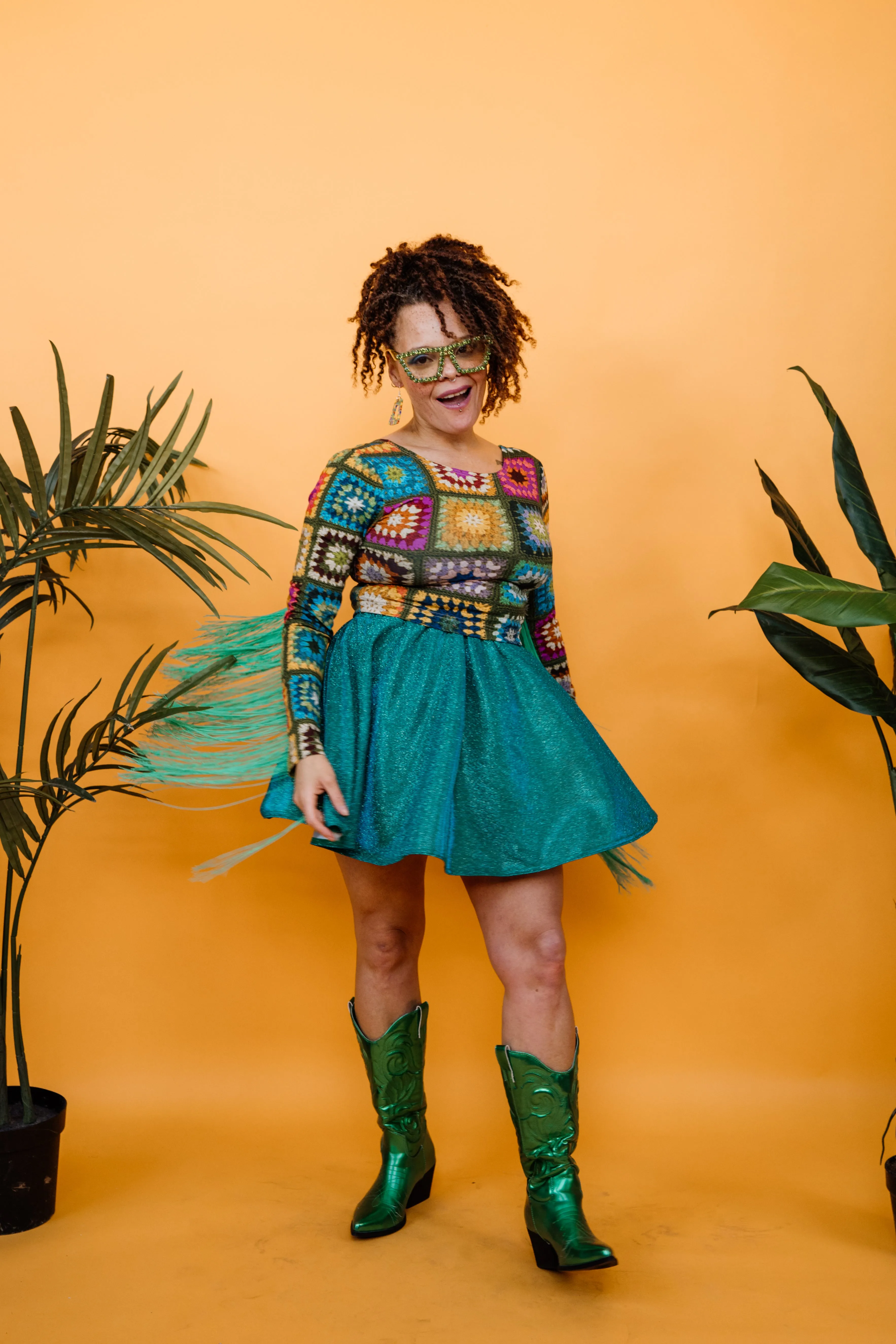 Turquoise Sparkle Disco Skirt