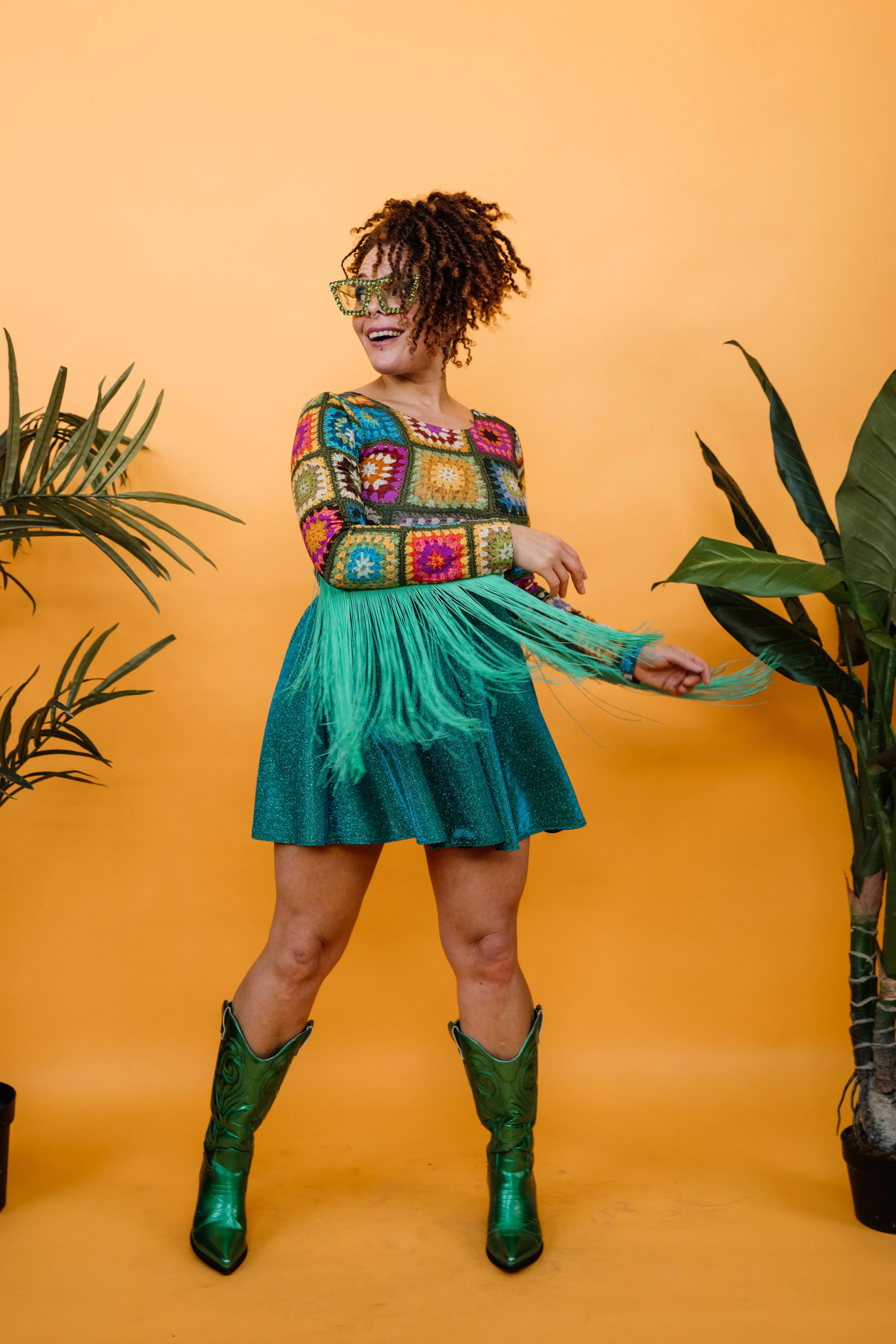 Turquoise Sparkle Disco Skirt