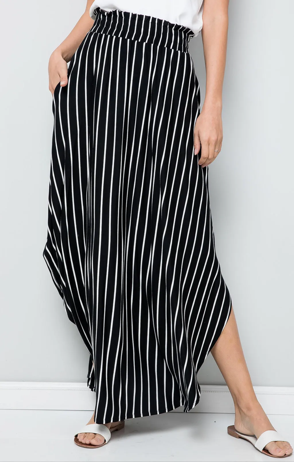 Vertical Stripe Jersey Skirt